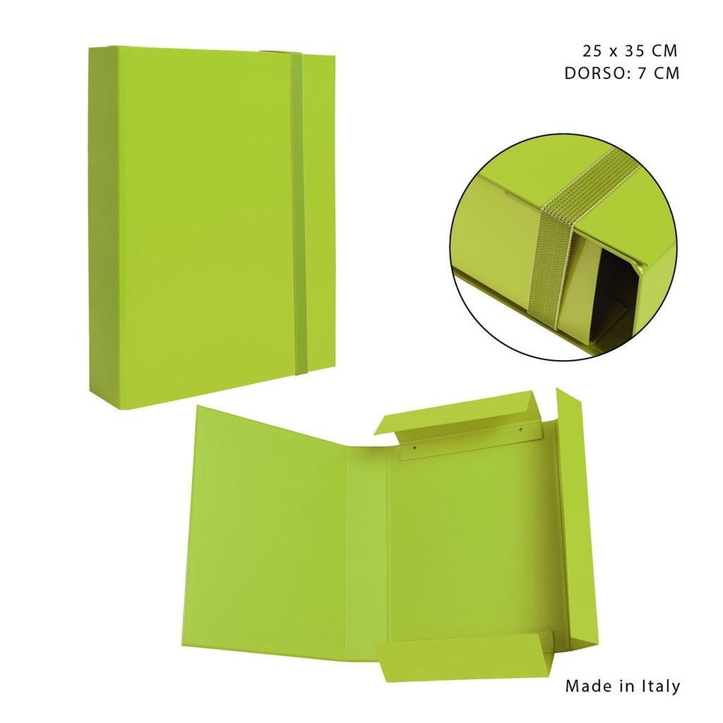 Carpeta con goma plana 3/L D7 25x35cm verde para documentos