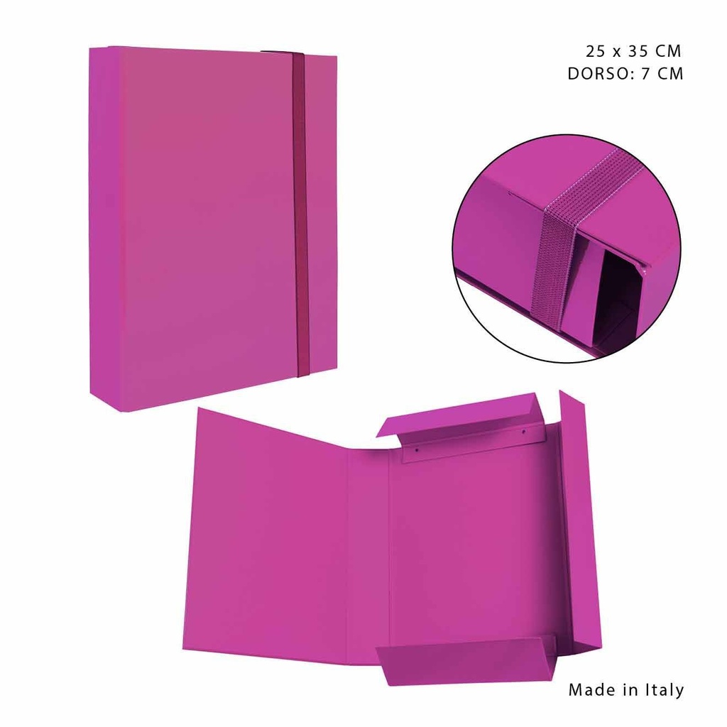 Carpeta con goma plana 3/L D7 25x35cm fucsia para documentos