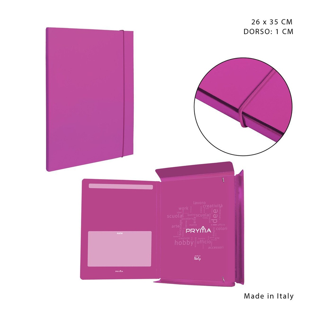 Carpeta con goma redonda D1 26x35 cm fucsia - Papelería