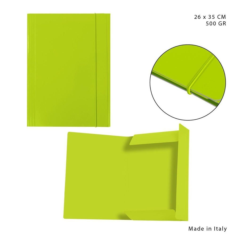 Carpeta con goma elástica 3L 500G 26X35CM verde claro - Material de oficina