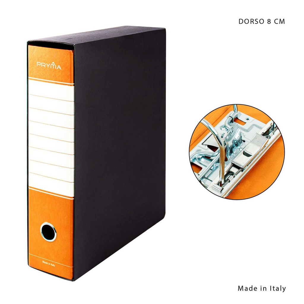 Archivador con anillas y caja color naranja D8 para documentos