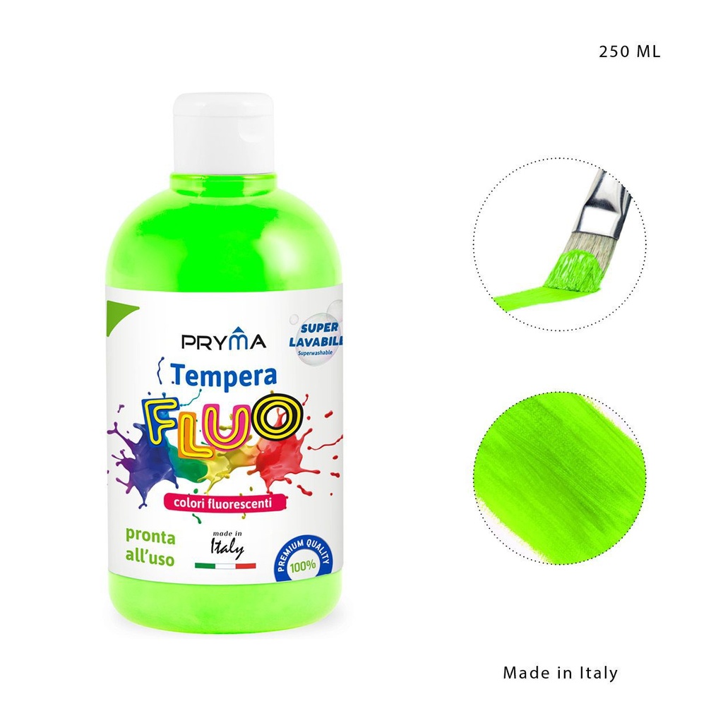 Tempera lavable 250ml verde fluor