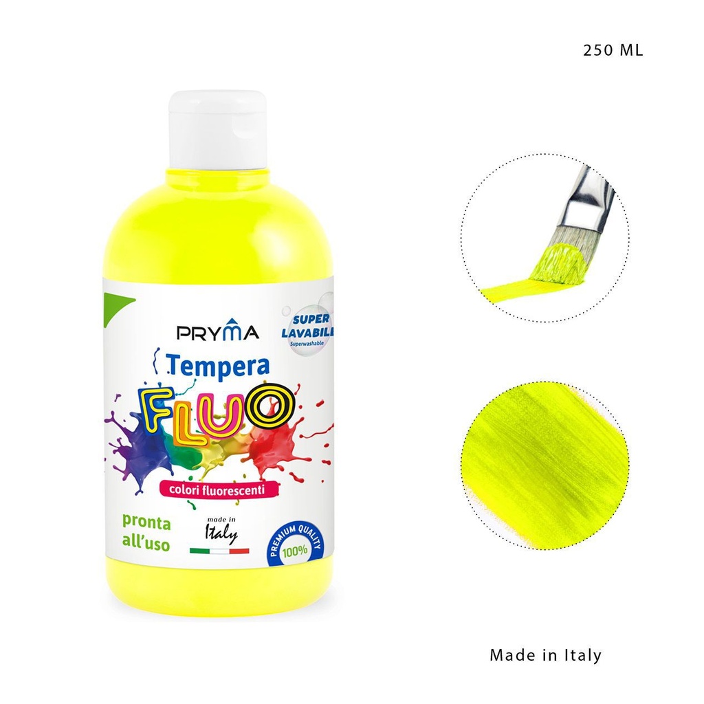 Témpera lavable fluorescente amarilla 250ml para dibujo