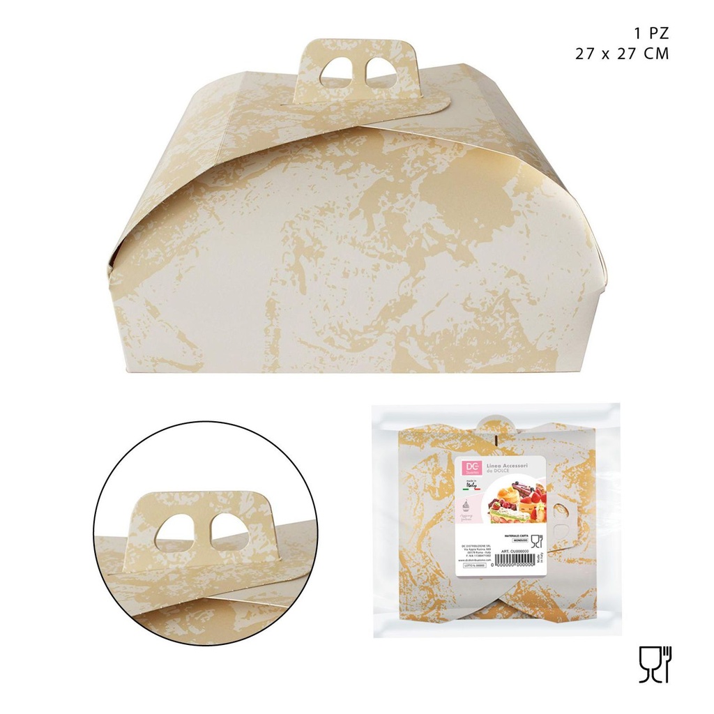 Caja para tarta cuadrada con mango 27x27cm