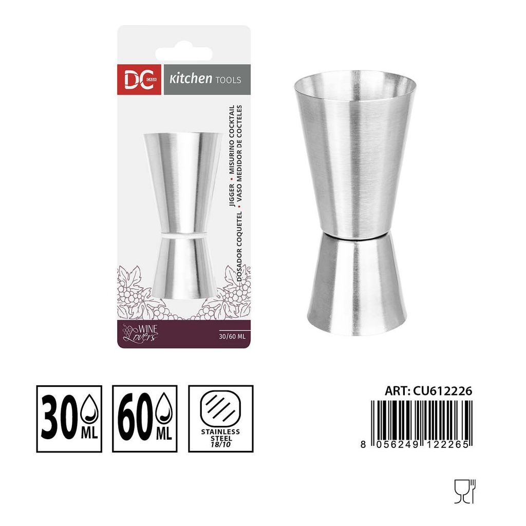 Vaso medidor de cócteles 30/60ml para bar y cocina