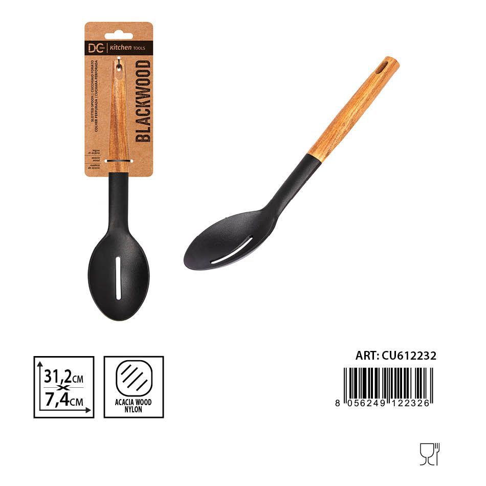 Cucharón perforado de acacia 31.2 x 7.4 cm - Utensilios de cocina