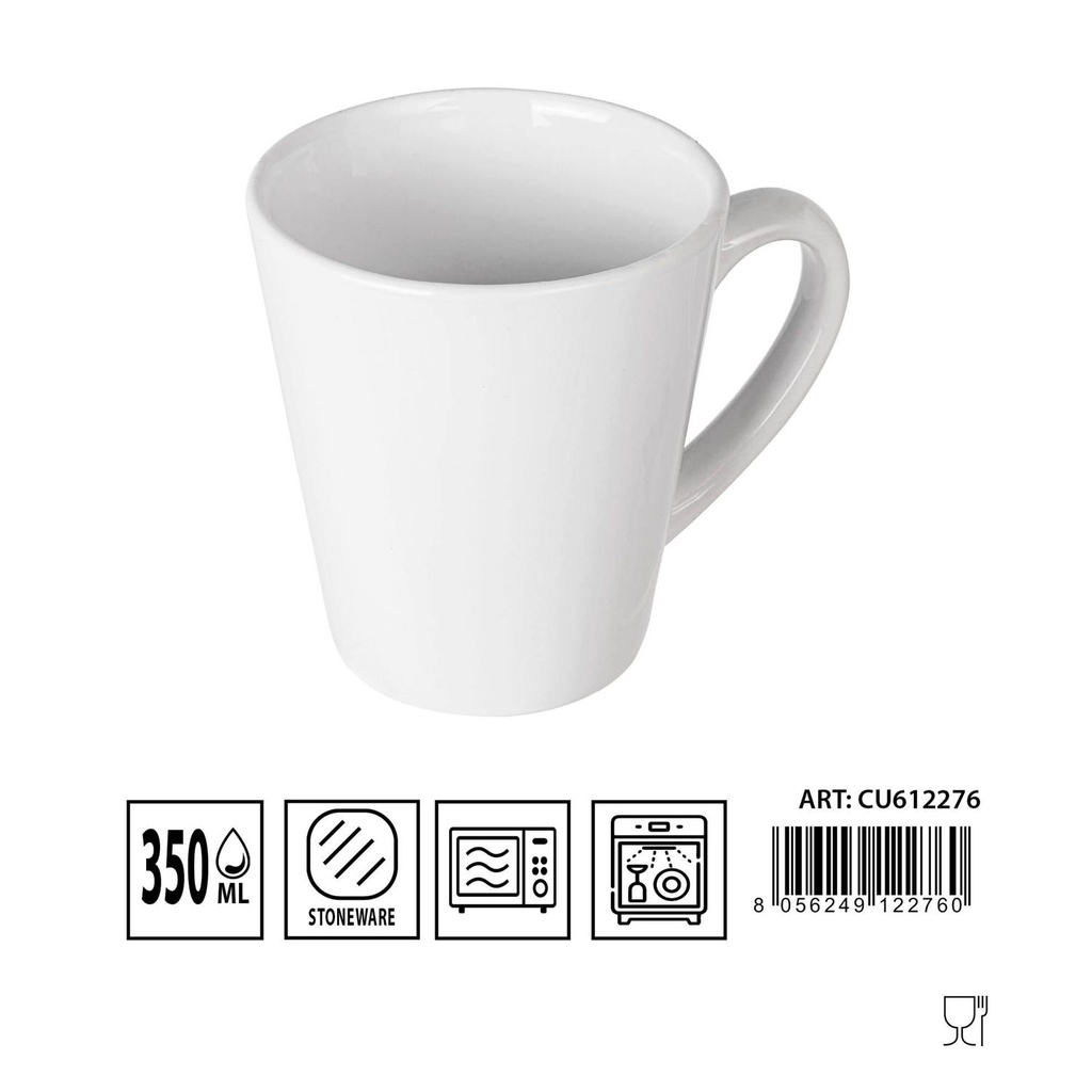 Taza de cerámica blanca 350ml para bebidas calientes