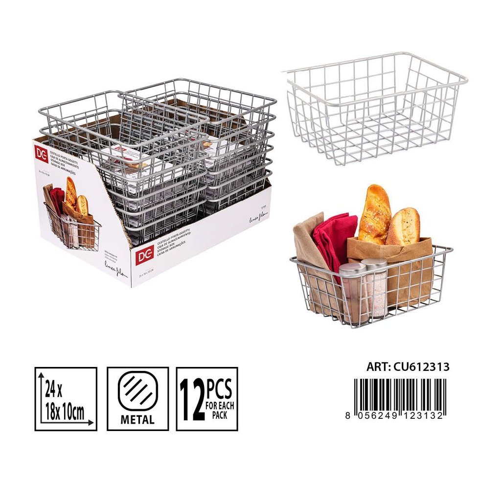 Cesta de metal para almacenamiento 24x18x10 cm - Organización en cocina
