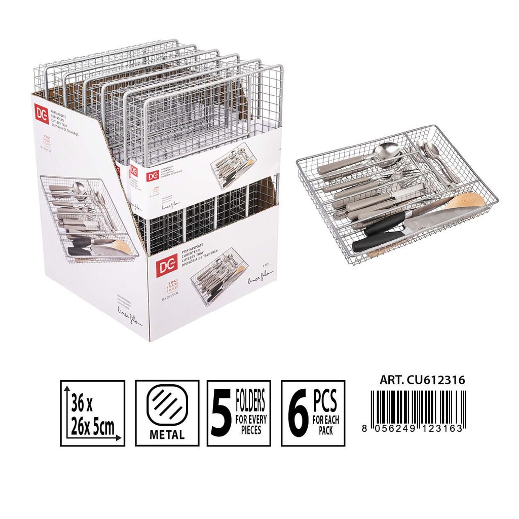 Cubertero metálico 36x26x5 cm - Almacenamiento y organización de cocina