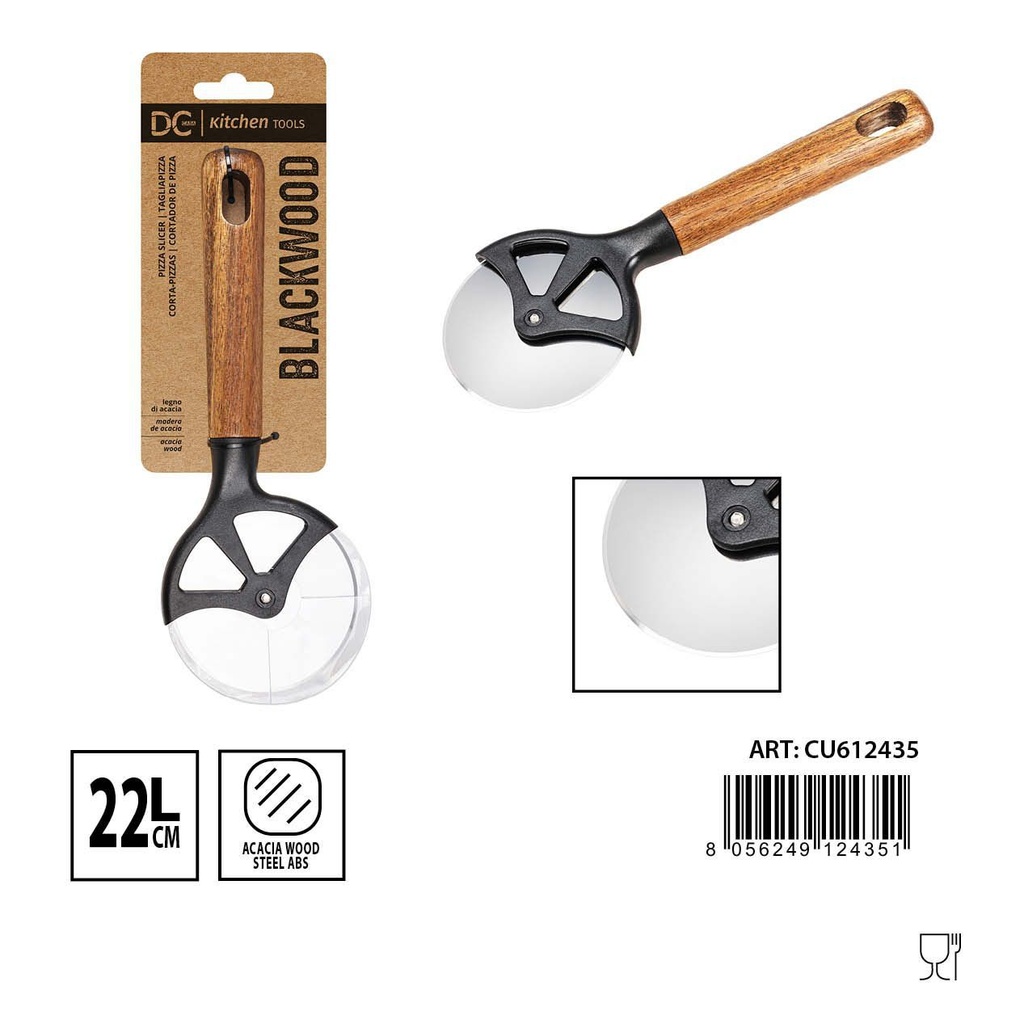 Cortador de pizza Black Wood 22cm para cocina