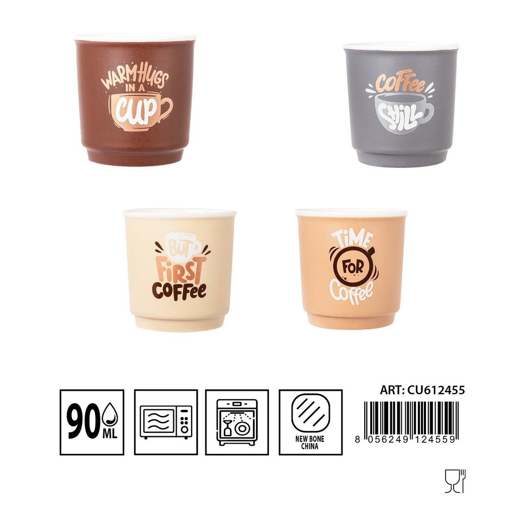 Taza de café de cerámica con dibujo 90ml