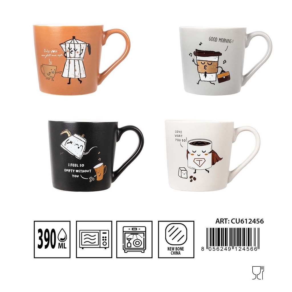 Taza de café cerámica 390ml con dibujo