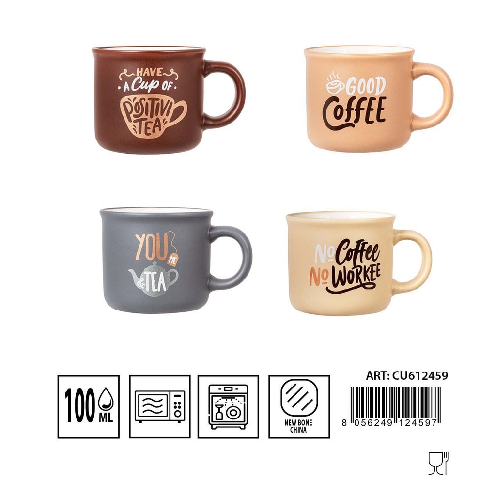 Taza de café de cerámica con dibujo 100ml para bebidas calientes