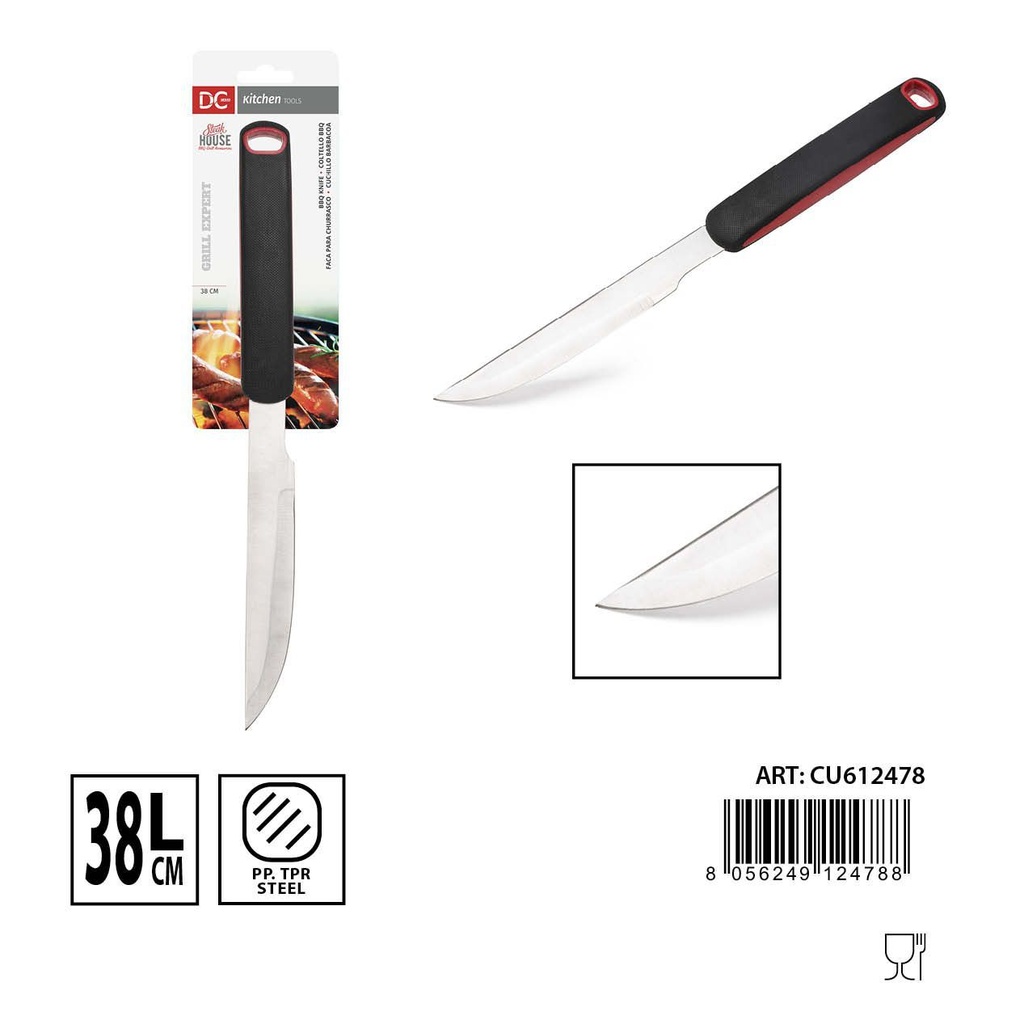 Cuchillo para barbacoa 38cm mango de TPR