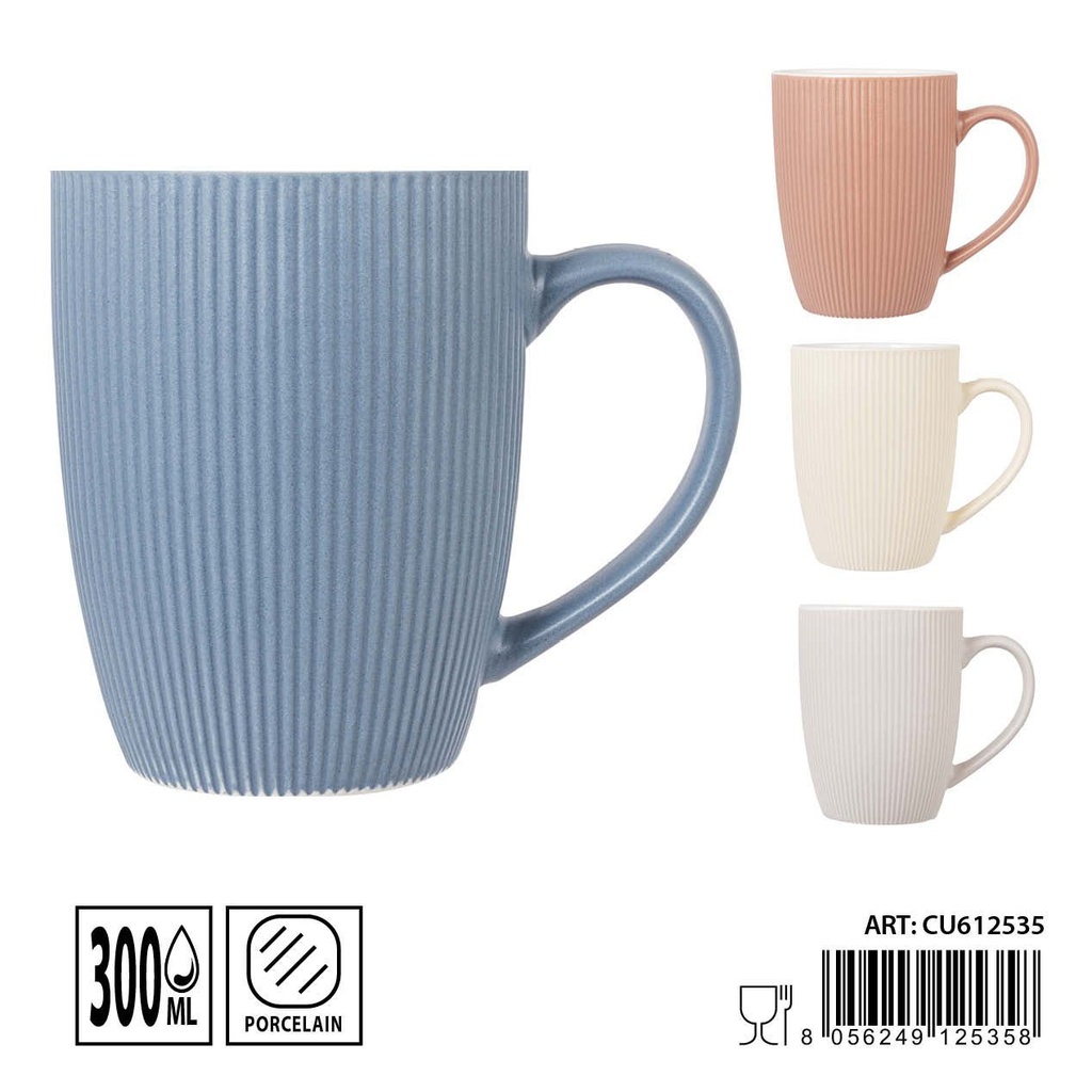 Taza mug de cerámica con rayas 300ml