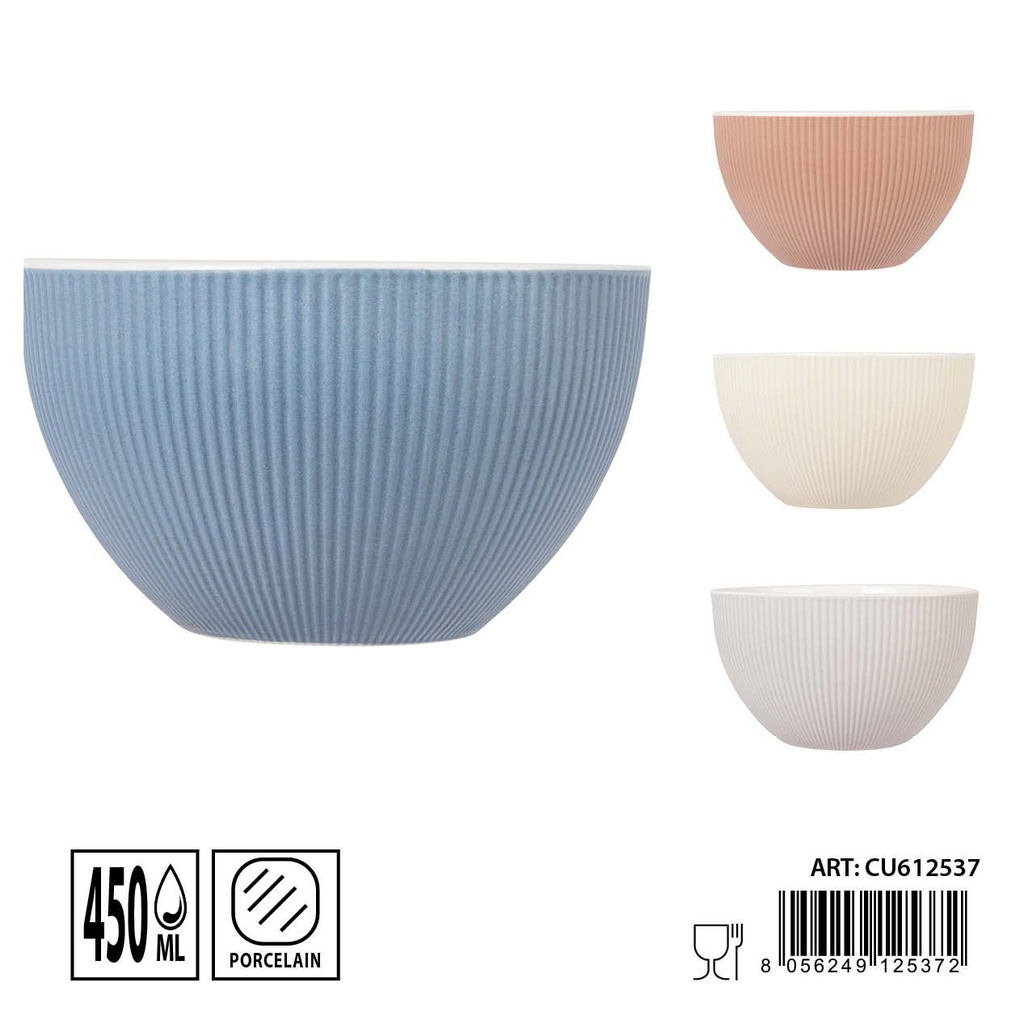 Taza de cerámica 450ML - Bol para cereal rayas