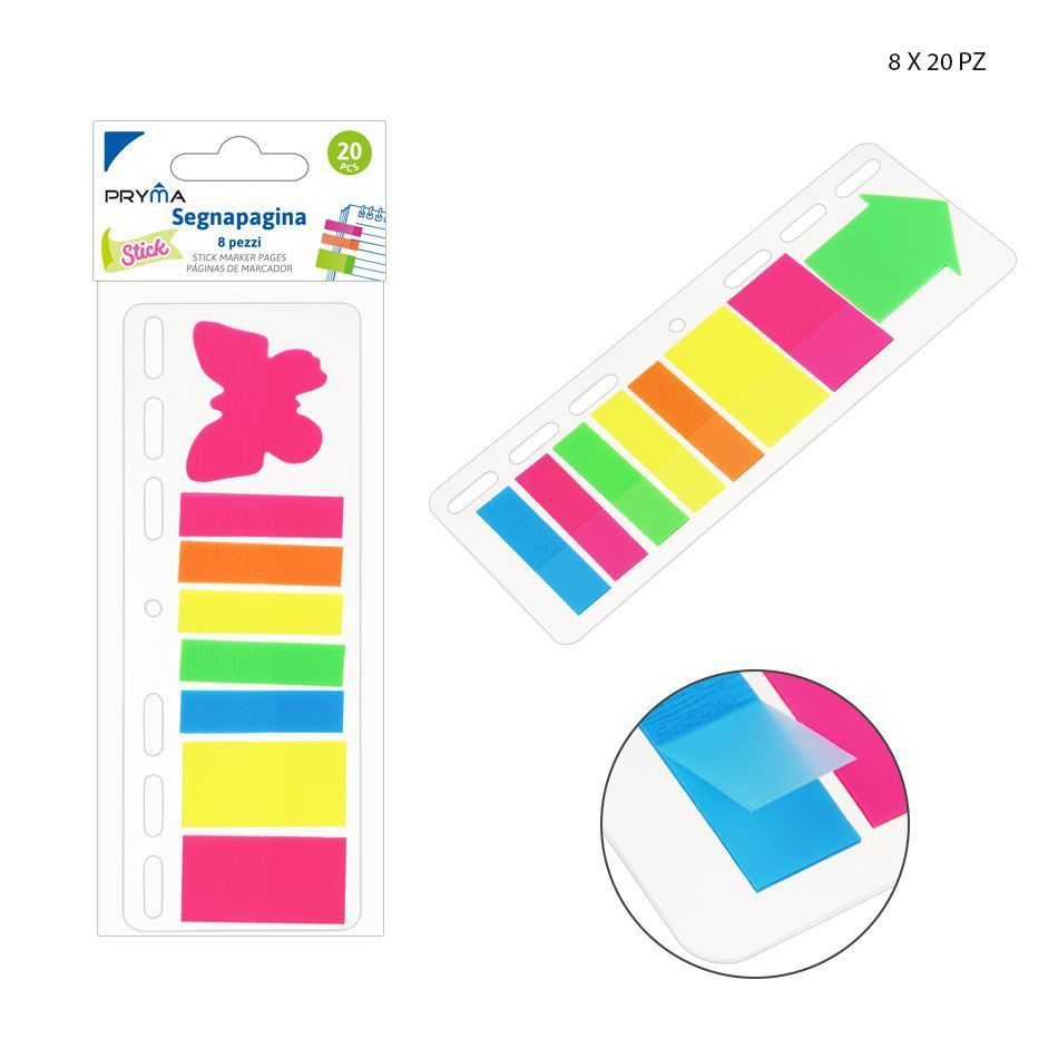 Marcador de página 8x20pz post-it para organización y notas
