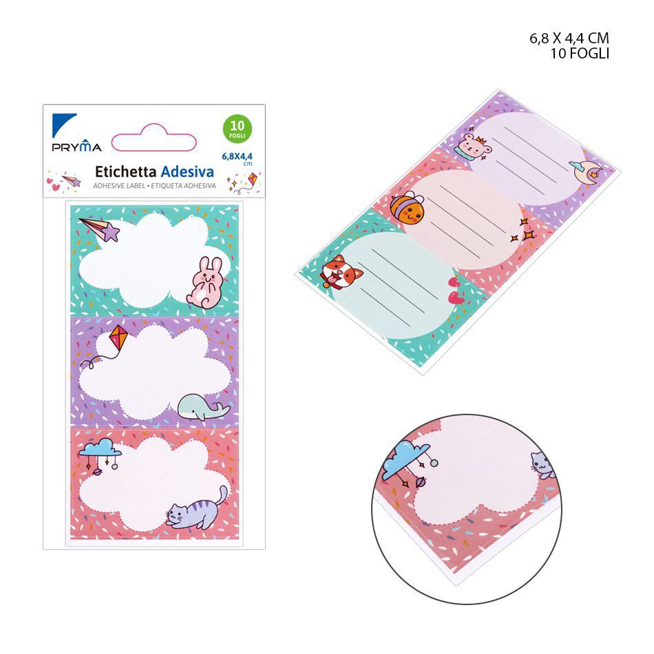 Etiqueta adhesiva rectangular 6.8x4.4 cm 3 pcs - Papelería y etiquetas