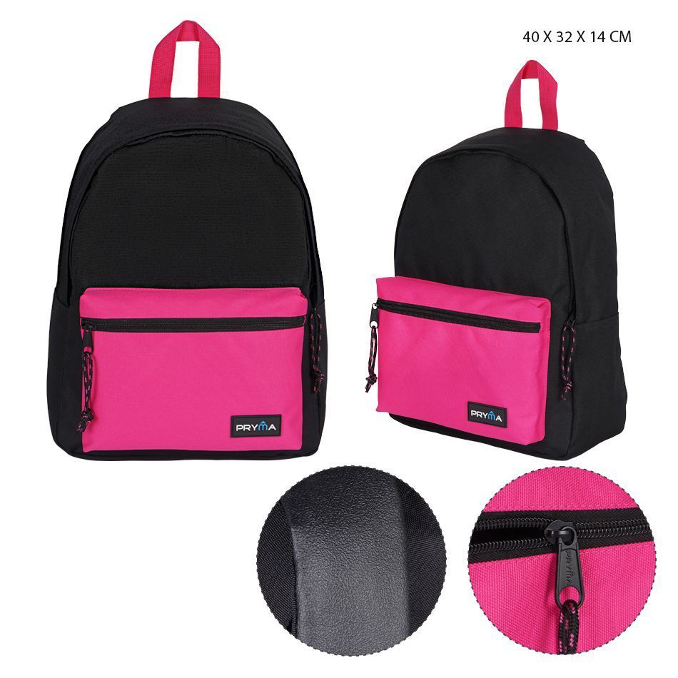 Mochila escolar fucsia fluorescente 40x32x14cm para estudiantes