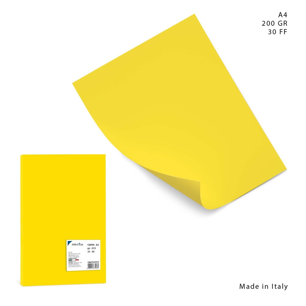 Papel color A4 200g 30 hojas color amarillo - Papelería