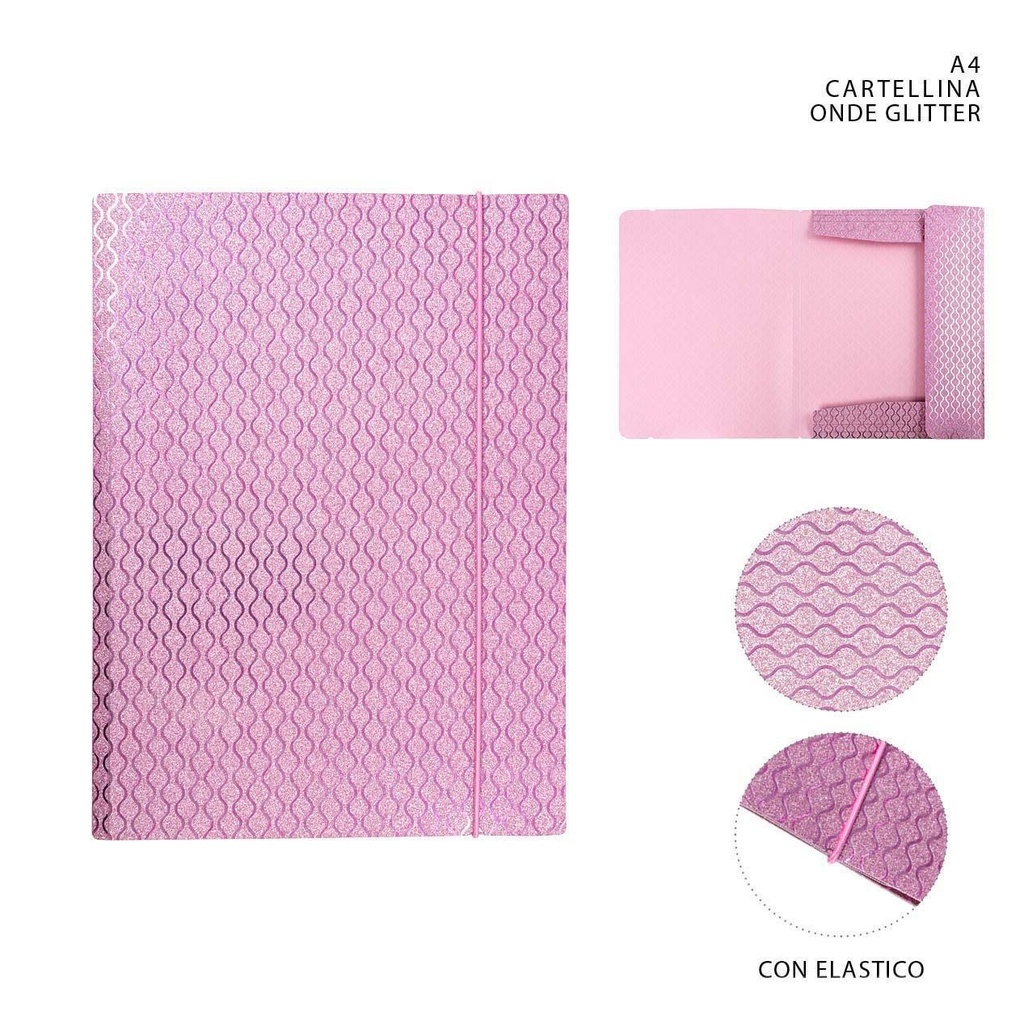 Carpeta con goma con brillantina A4 con olas - Accesorios de oficina