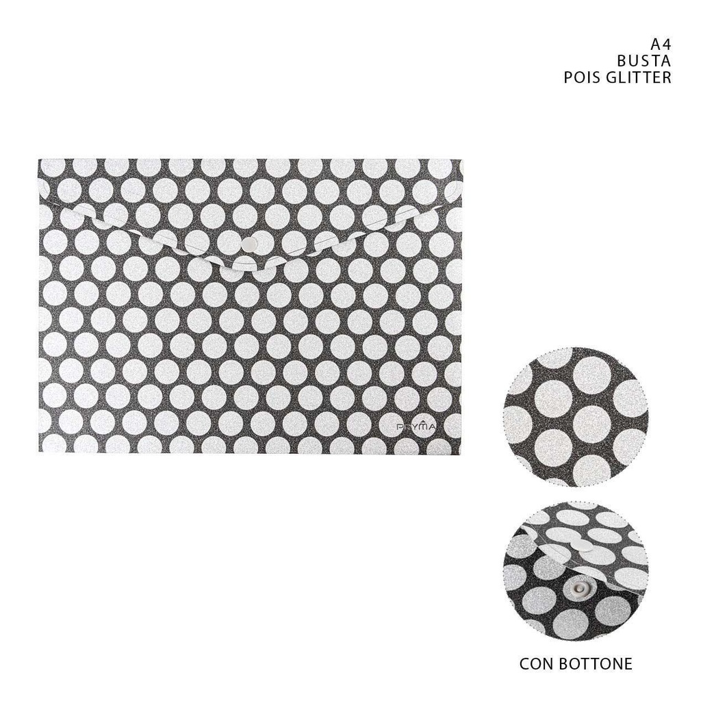 Carpeta botón con brillantina A4 puntos - Papelería