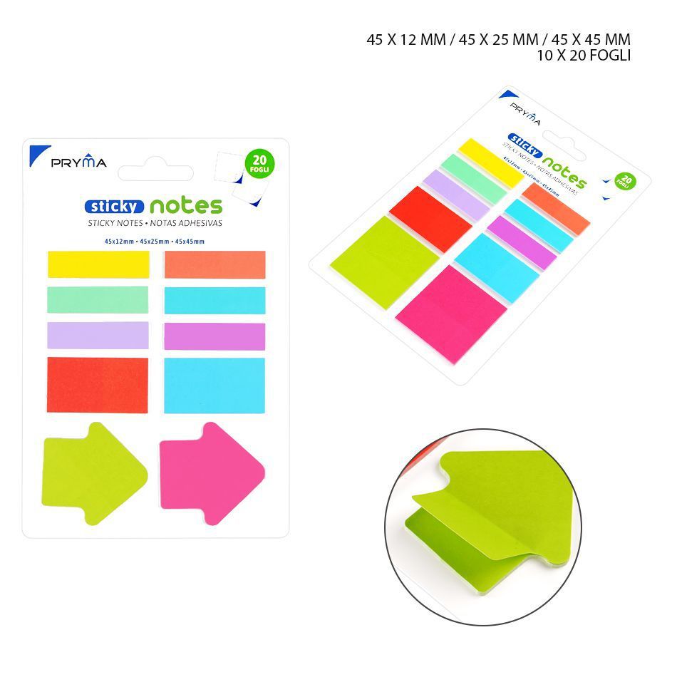 Nota adhesiva 120x180 mm 20 unidades flecha/cuadrado - Notas adhesivas