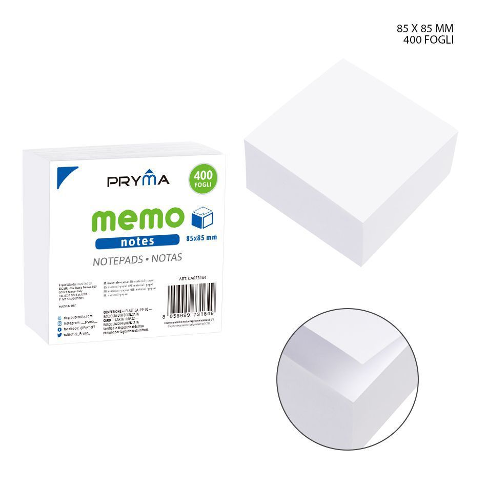 Notas 85x85mm 400pzs - Papelería y organización