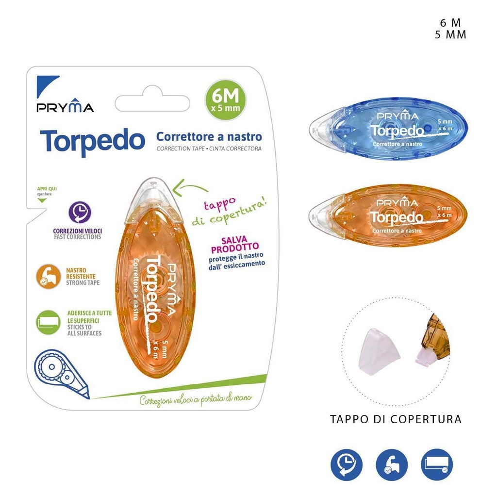 Cinta correctora torpedo para correcciones de escritura