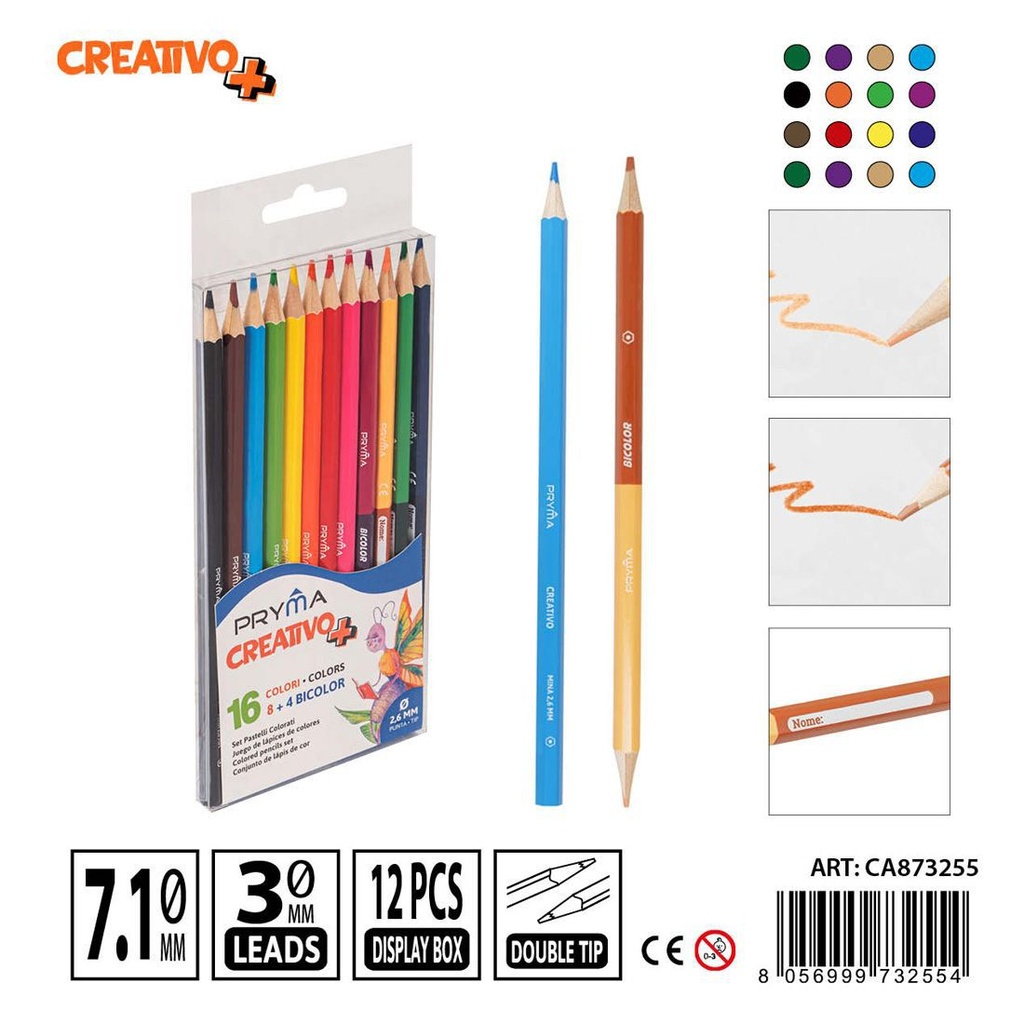 Lápices de colores bicolor set 12 PZ - Material artísticos