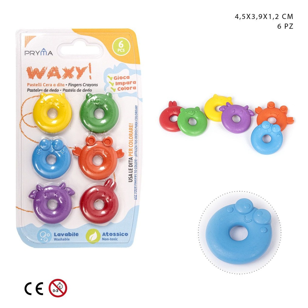 Ceras de color para dedos 4.5X3.9X1.2CM 6PZ - Material para niños