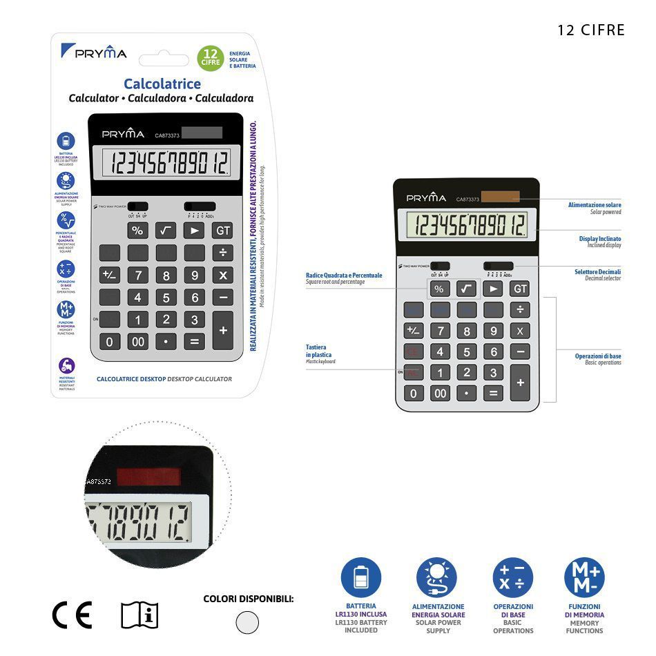 Calculadora 12 dígitos 167x104x23 mm - Productos de oficina
