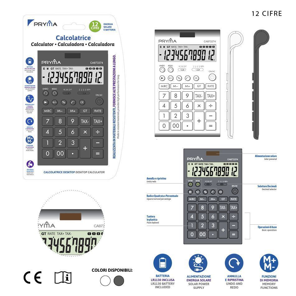 Calculadora 12 cifras 170x104x25mm