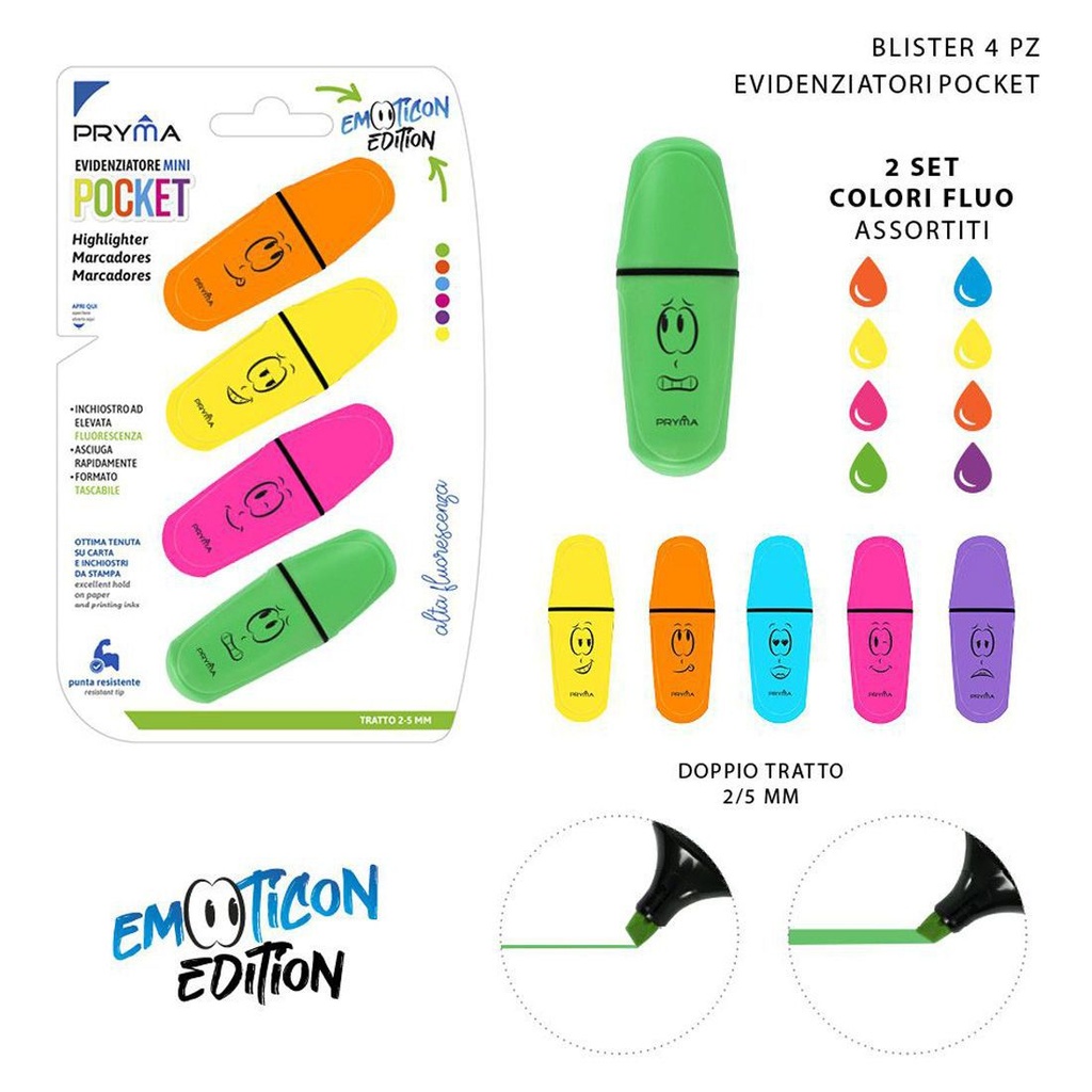 Subrayador mini fluorescente 4pzs - Marcadores y escritura