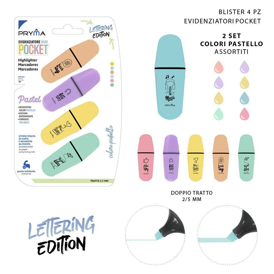 Subrayadores mini color pastel 4 piezas para resaltar texto