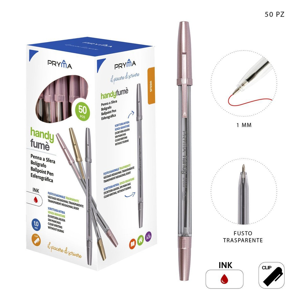Bolígrafo Handy Fume rojo 1mm - Utensilios de escritura y papelería