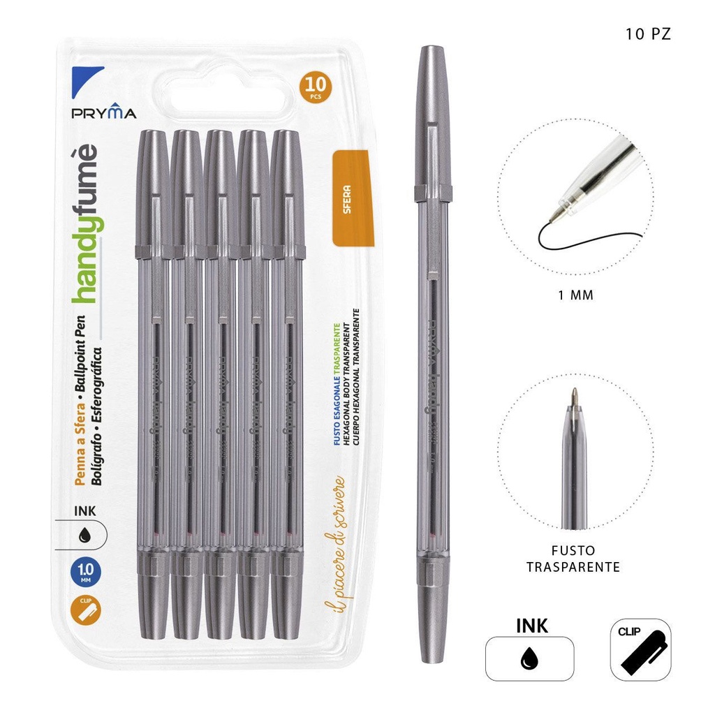 Lapicero Handy Fume negro 10pz para escritura