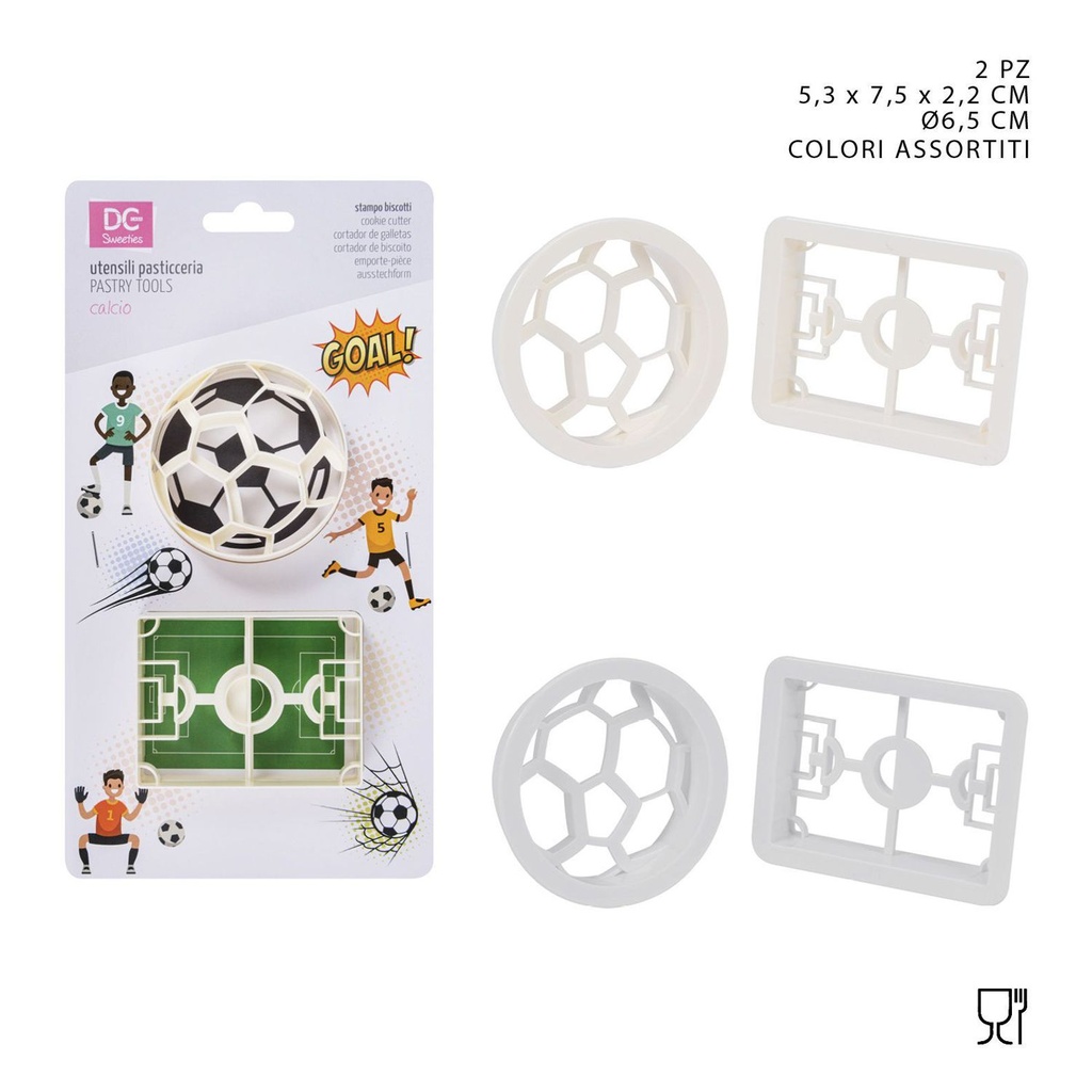 Set de moldes de fútbol 5.3x7.5x2.2cm-6.5cm 2pz para repostería