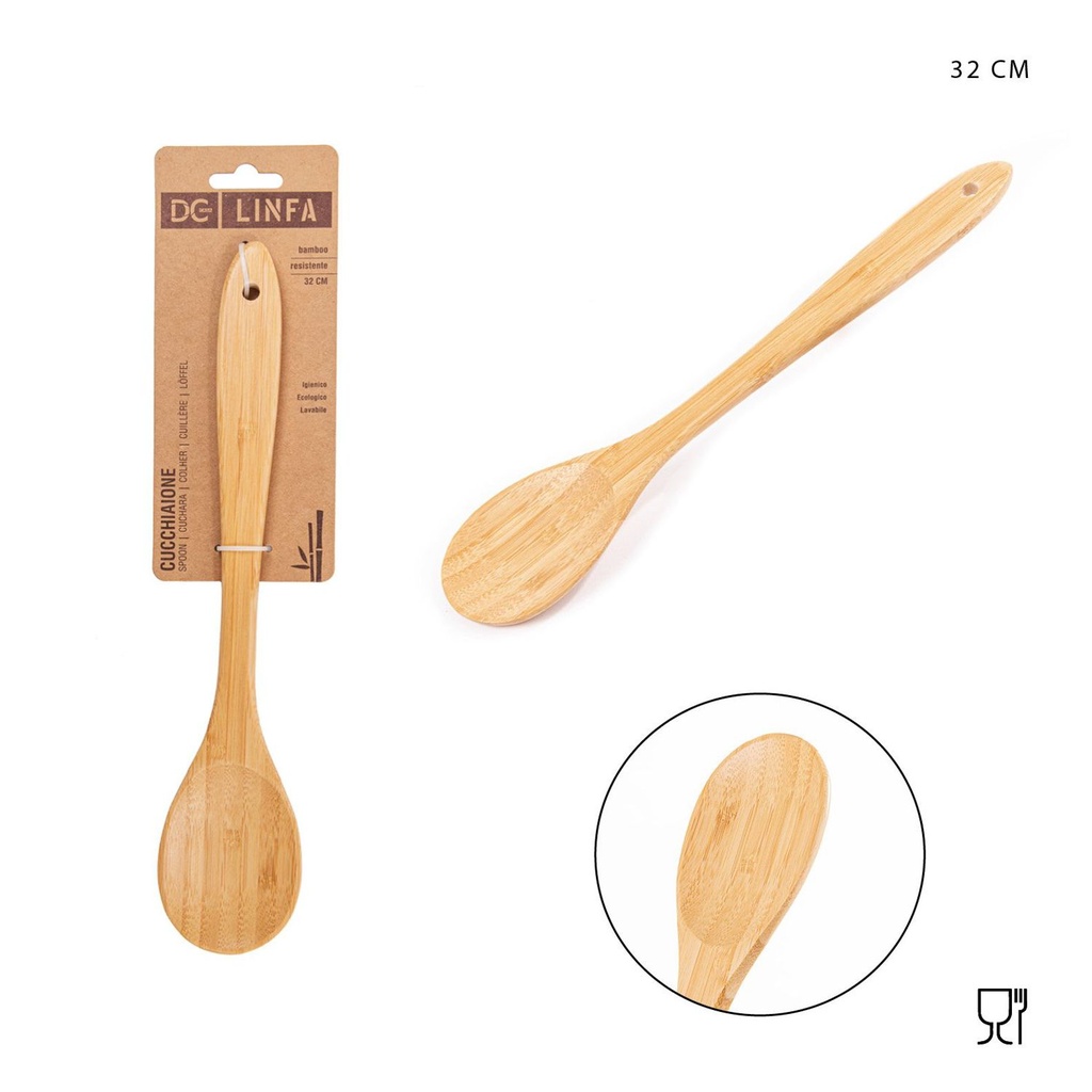 Cuchara grande de bambú 32x6cm para cocina