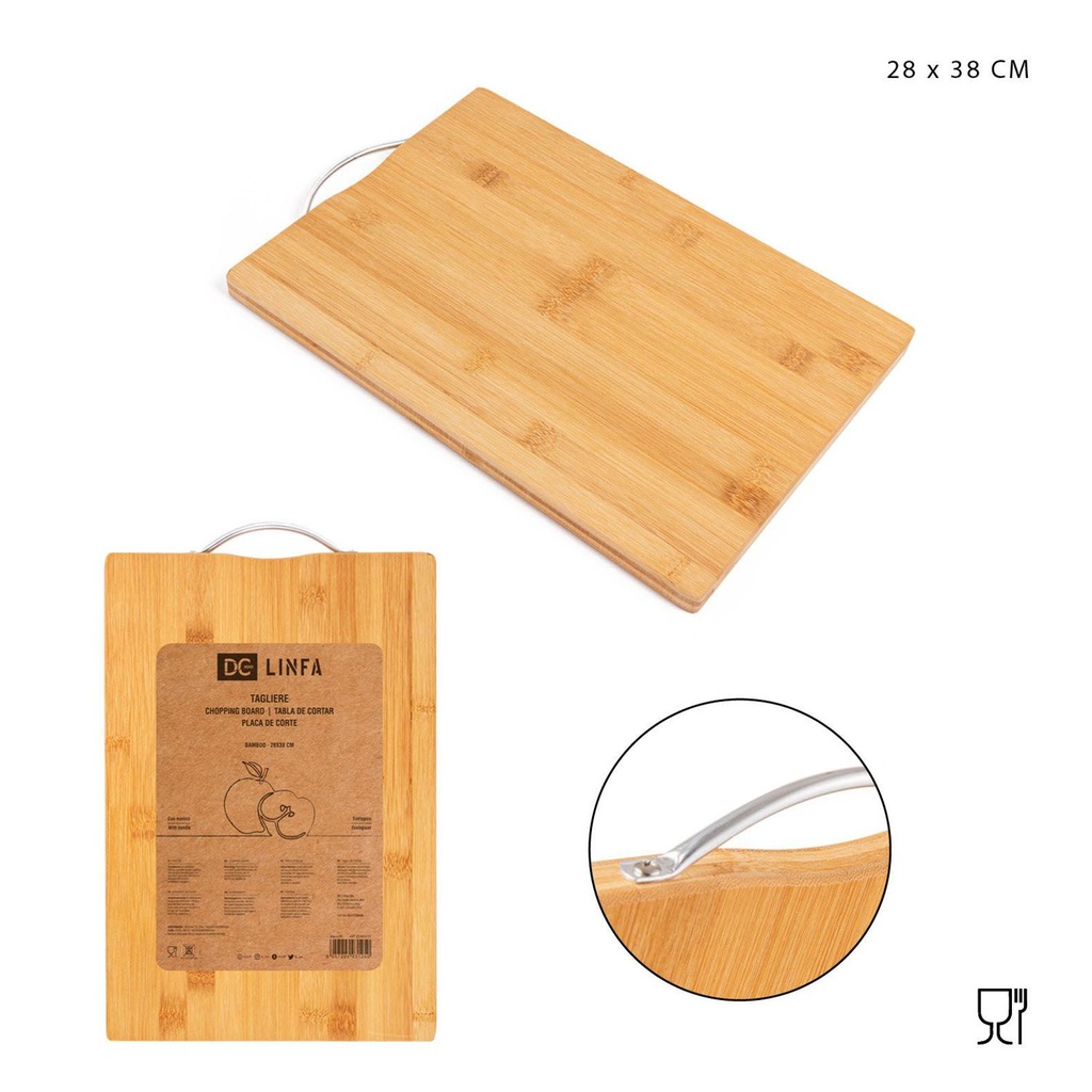 Tabla de cortar bambú rectangular 28x38cm para cocina