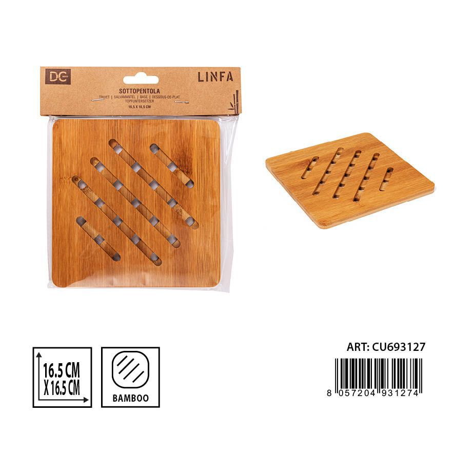 Base para ollas cuadradas de bambú 16.5cm - Utensilios de cocina
