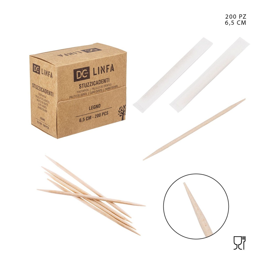 Mondadientes de madera 6.4CM 200PZ - Accesorios de cocina