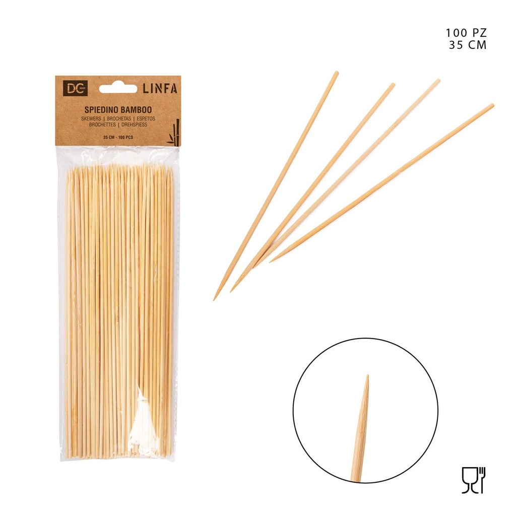 Brochetas de bambú 3MMX35CM 100 piezas - Utensilios de cocina