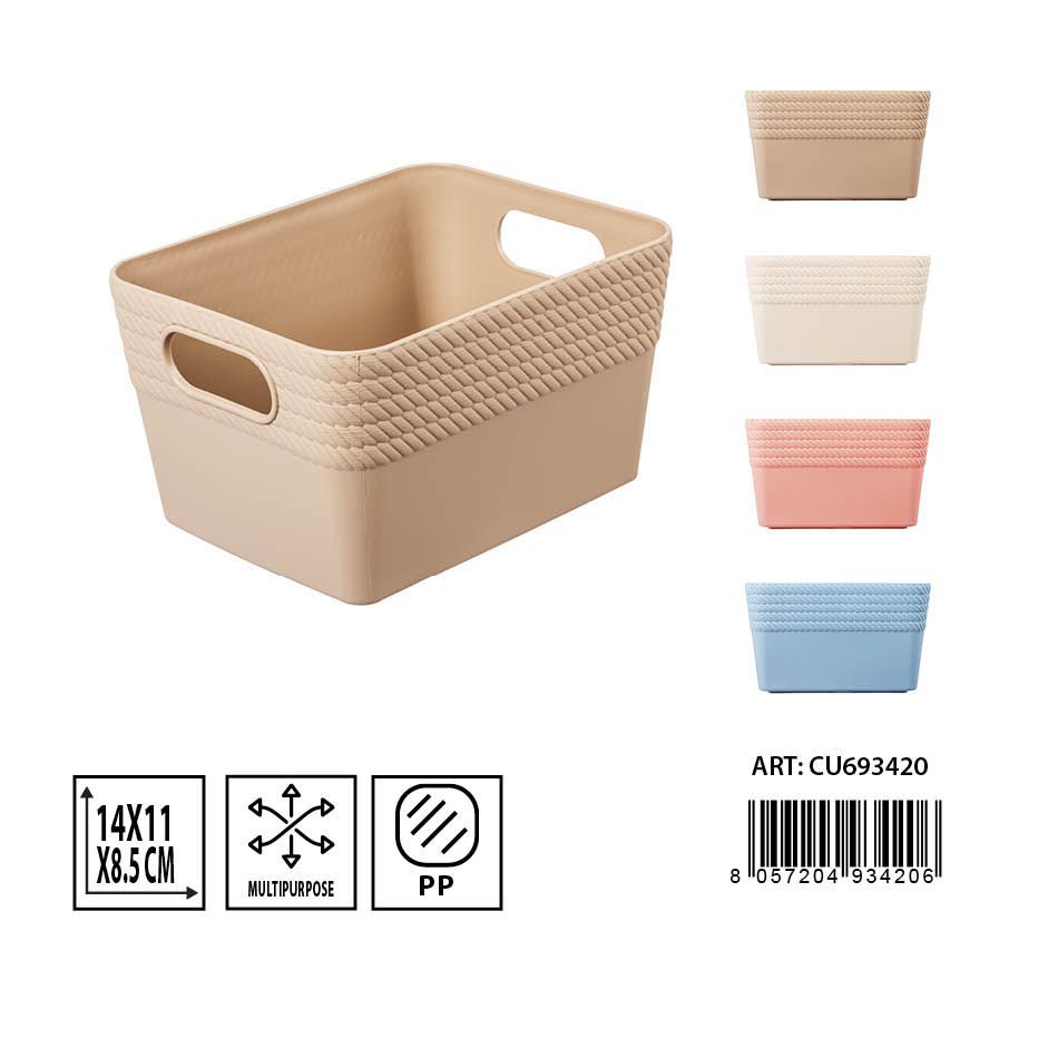 Cesta multiuso rectangular 14x11x8.5cm organizador de almacenamiento