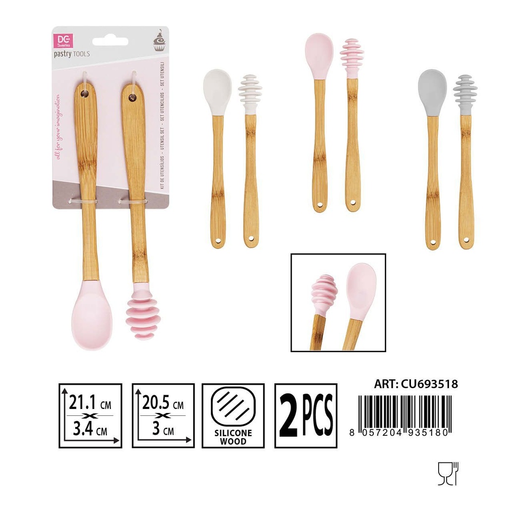 Set cuchara giramiel silicona 21.1x3.4cm 20.5x3cm utensilios