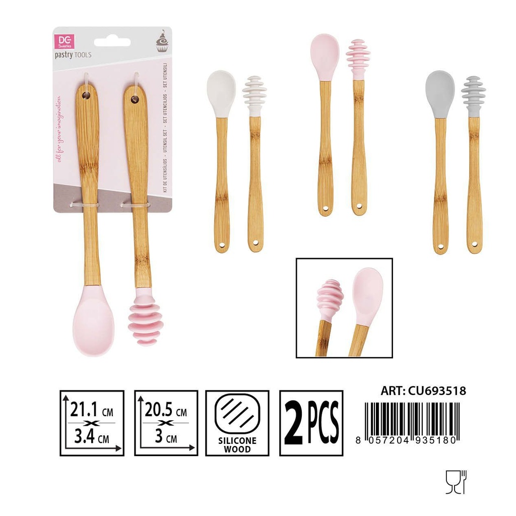Set de 2 piezas de silicona Cucharas/Giramiel 21.1x3.4cm / 20.5x3cm - Accesorios de repostería