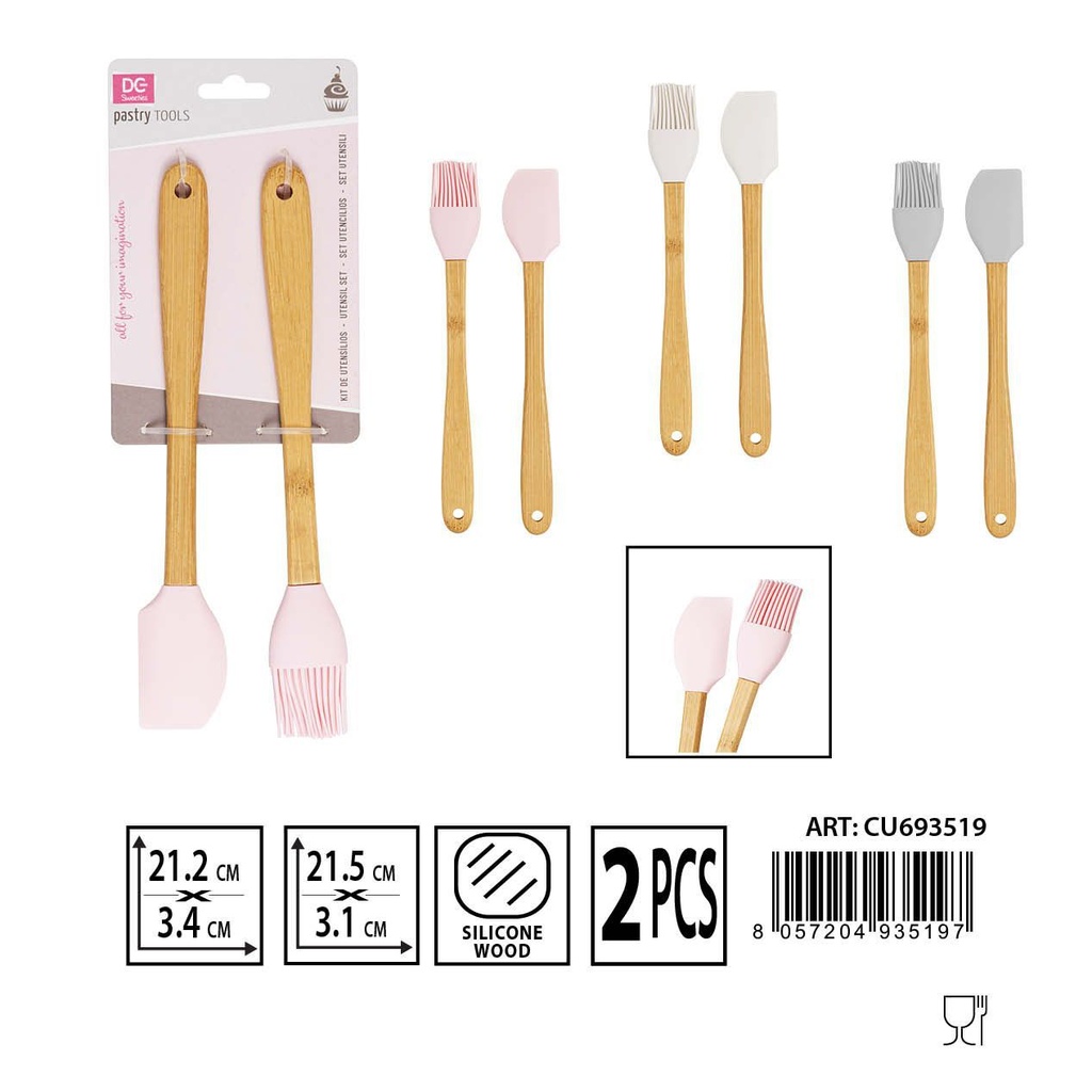 Set de 2 piezas de silicona Espátulas/Cepillo 21.2x3.4cm / 21.5x3.1cm - Accesorios de repostería