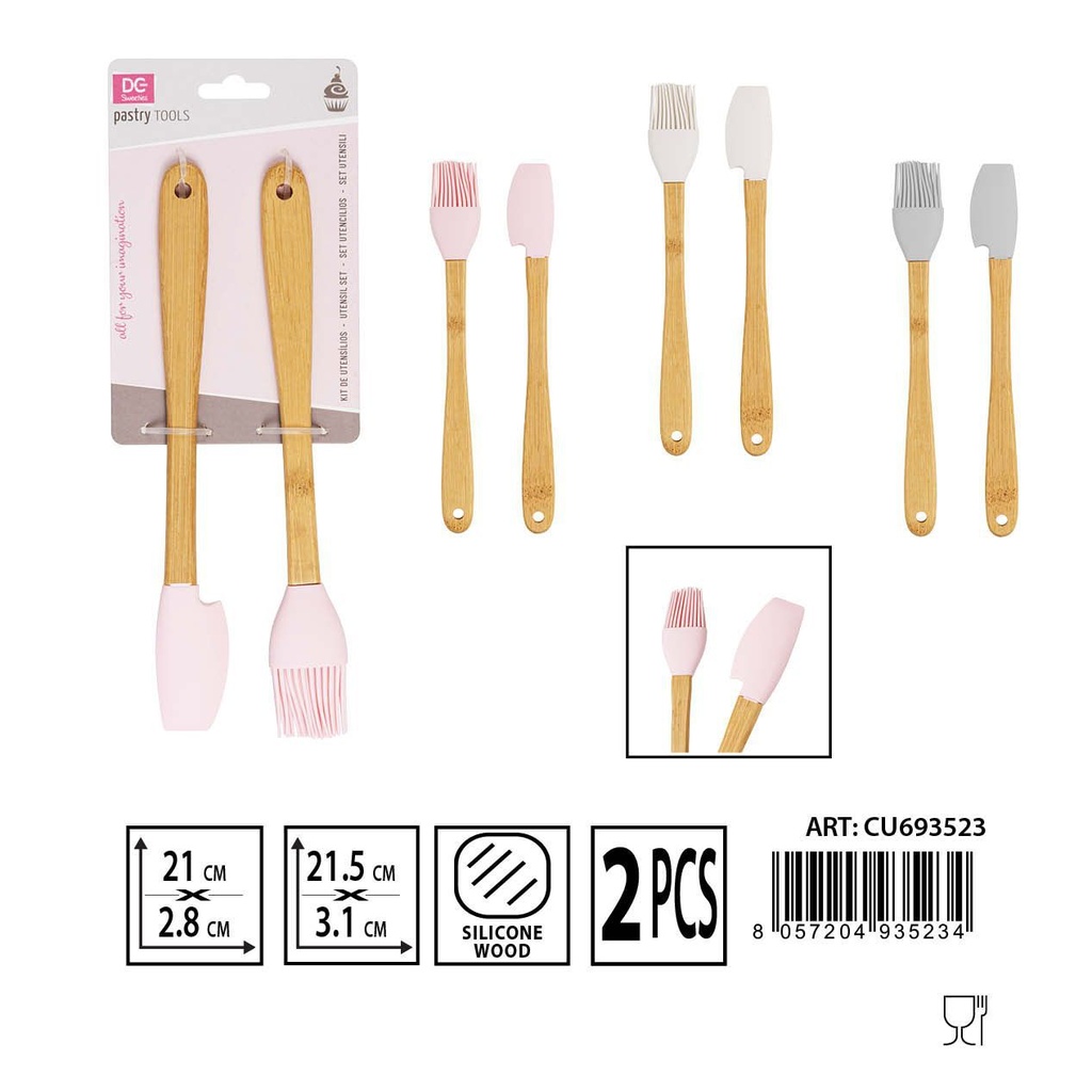 Set de 2 piezas de silicona Espátula/Cepillos 21x2.8cm / 21.5x3.1cm - Herramientas para repostería