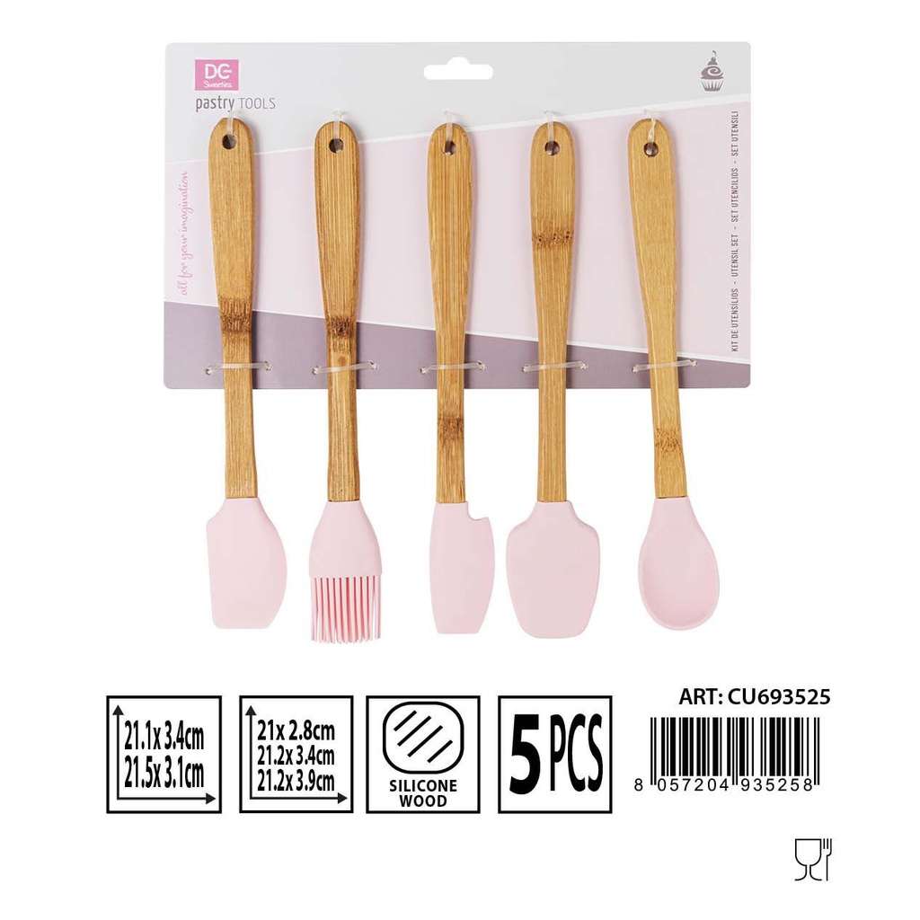 Set de utensilios de silicona 5 piezas para cocina y repostería