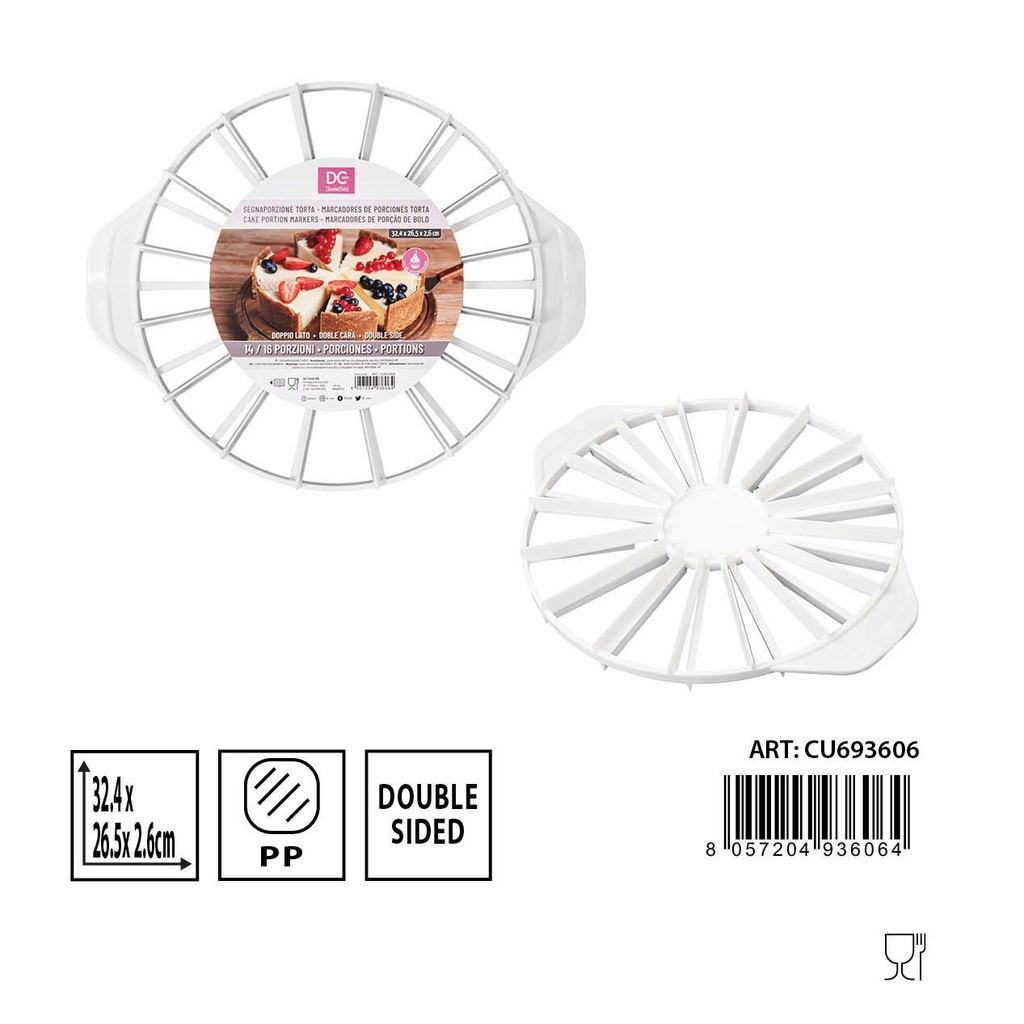 Marcadores de porciones torta 32.4x26.5x2.6 cm - Herramientas de pastelería